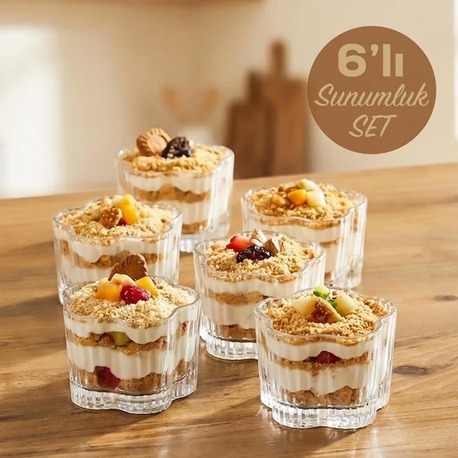 RYG7061 Porsima  Flower 6lı Cam Kase Puding Tatlı Ve Dondurma