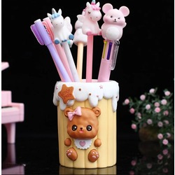 A9021-7 Giftpoint Ayı Kalemlik Ofis Sarı Lovely Bear Ayıcık Teddy 1 Adet