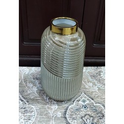 C1EAswDyywNj Cam 35cm Vazo Gold Yaldızlı Kendinden Desenli Özel Tasarım 1 Adet