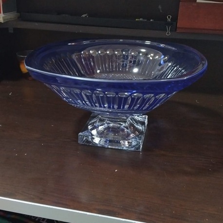 B183115042026 H.16,5 cm..çap.31cm kristal meyvelik kase ayaklı Lacivert 