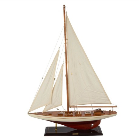 P402.133525 Krem Ahşap Yelkenli Dek Obje 60x12x80cm Dekorasyon > Dekoratif Ürün
