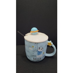 1GP-3496 Gift Point Porselen Kupa Space Astronot Panda Balloon Mavi 1 Adet