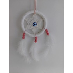 D663701 Dream Catcher Düş Kapanı Nazarlık Nazar Boncuk Asmalık 8cm Çap El Yapım 1 Adet