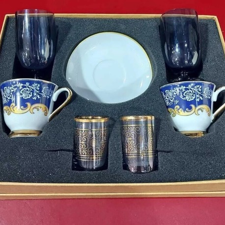 DEFPPKAHVE Danieli Exclusive Fine Porcelain Porselen 2 Kişilik Türk Kahve Fincan Set Su Likör