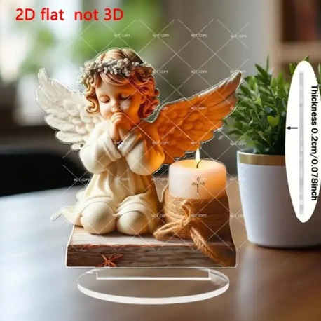 PG6313871 602 2D Düz, Dua Meleği Mum Dekorasyonu - Kapalı Gözler