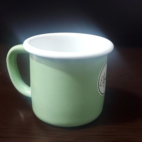 A192723122025 emaye kupa Çap yeşil 9cm Yük 8 cm 1 adet
