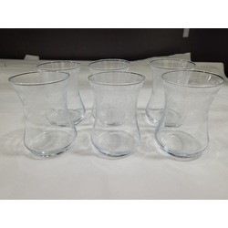 BOHEMSAYDKRSCAY Bohemia Crystal Kristal Cam 6'lı Çay Bardağı Desenli Yükseklik 9cm, çap 6cm