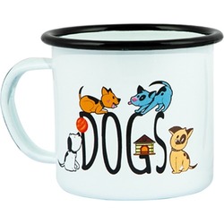 DGGSUSTK BGGDSGN Dogs Köpekler Tekli Çelik Üzeri Emaye Kaplama Kupa