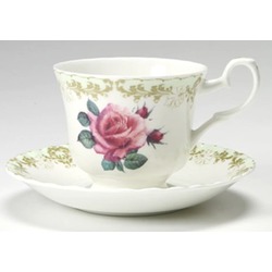 2LI092000000906 Roy Kirkham Vintage Rose Porselen 2'li Standart Çay Fincanı Seti Fine Bone Chin