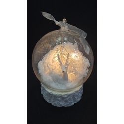 62-0063 Masaüstü Asılabilir Kar Küre Beyaz Geyik Çam Ağaç Noel Kış Yılbaşı White 1 Adet