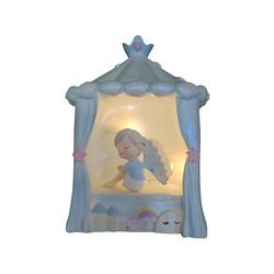 M1006-7 Giftpoint Işıklı Pilli Mavi Melek Odasında Biblo Poliserin Hediyelik Sevimli Çocuk