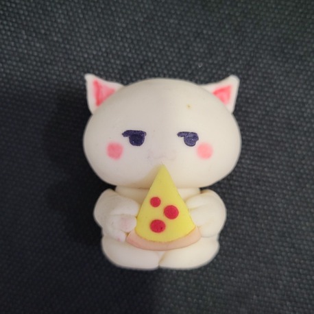 BKATZ-PZ004-WH Sevimli Mini Kedi Figür Biblo – El Yapımı Hamurdan