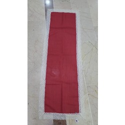AQRS7V Runner Kırmızı Dantelli 166x57cm El Yapım Dantel Masa Örtü 1 Adet