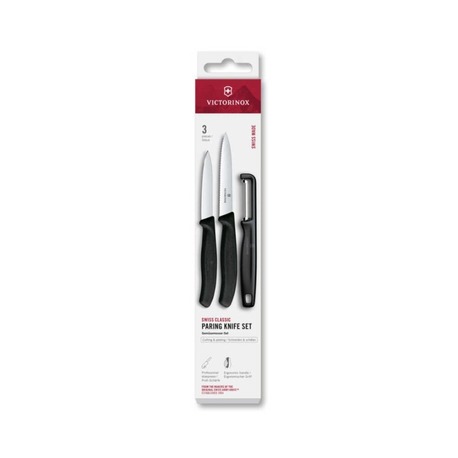VT 6.7113.33 Victorinox 6.7113.33 Swiss Classic 3lü Bıçak ve Soyacak Set, Siyah