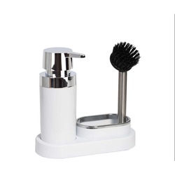 M-E43-01 Polen Mutfak Set Beyaz Sıvı Sabunluk Fırçalı Plastik 300ml 20x8,5x19,5cm 1 Adet
