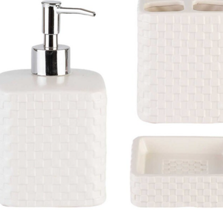 AD-S15761 Vivyen 2'li Banyo Set Sıvı Katı Sabunluk Gümüş Basmalı