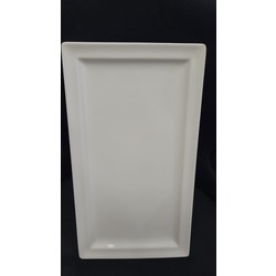 A221-1291 Paşa Beyaz Porselen Bahçe Tepsi U.A.E. 21x39x2cm Flat Servis Işıltı 1 Adet