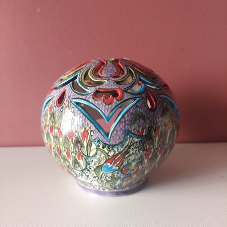 201013102025 Çap 10 cm Yük 10 cm Seramik küre + tealight mum