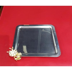 ASO-012-S Papatya Kare Tepsi Gümüş Renk Metal 22x22cm 1 Adet