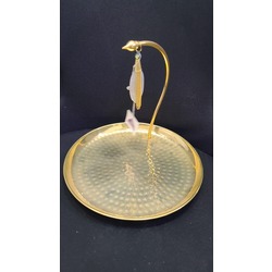 A4847 Yükseklik 18cm Çap 23cm Metal Yuvarlak Gold Renk Albrifn Lalezar Çaycı Model 1 Adet