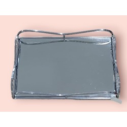HA63.872962 Gümüş Aynalı Dikdörtgen Tepsi 30x20cm Mutfak Çay Kahve Sofra Tip Sunum Şık