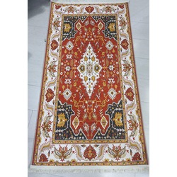 6516 Prestij Halı Vintage Koleksiyon Antik Klasik Mekan Salon 80x150cm Beyaz Kırmızı 1 Adet