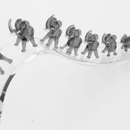 ZO-167-KGRI Büyük Kristal Yedili Fil Koyu Gri 26x4x10cm