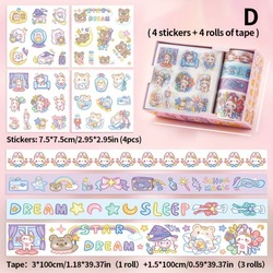D92389284 Kağıt Bant Orijinal Karikatür Günlük Yapıştırma Malzeme Filmi Diy Günlük 1 Set