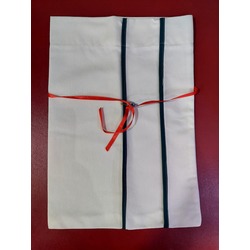 D01GUBGR Gabardin Kumaş Nazar Boncuklu Bez Kese Bağ Detaylı El Yapım 38x26cm 1 Adet