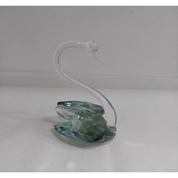 KUCYESKUG Küçük Yeşil Kuğu Kristal Cam El Yapımı 8x9cm Tekli Biblo