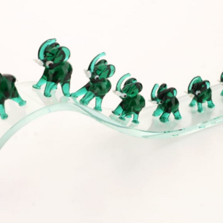 ZO-167-YESIL 27x4x10cm Büyük Kristal Yedili Fil Yeşil