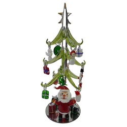 62-0177 Yılbaşı Cam Yıldız Çam Ağacı Cam Süslemeli 20x9x9cm Noel Baba 1 Adet