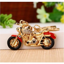 NO24NM8O Metal Taşlı Retro Motosiklet Gold Renk Araba Anahtarlık Renkli Rhinestone 1 Adet