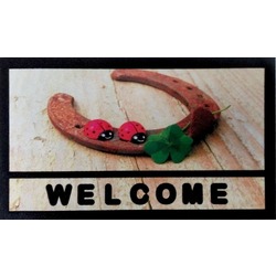 103IFWCUG1911 Home İtalyan Format Kapı Paspası 40X68 Welcome Uğurböceği Lucky Şanslı