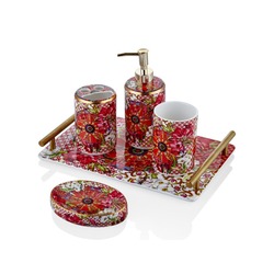 1YH-BS5 Lilyum Desenli 5'li Banyo Set Porselen 31x20,5x20cm Decorative