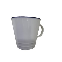 1OVH-5516-350 Sofra Ürünü 12cm Mavi Kenarlı Beyaz Bir Kupa Porselen , Çay Kahve İçin