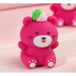 27242 Gift Point Bear Strawberry Kalemtıraş Kırtasiye Hediyelik Renkli Koyu Pembe Ayı 1 Adet