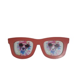 KRZGZCERC Kırmızı Pembe Gözlük Şeklinde Duvar Çerçevesi 50x17,5cm