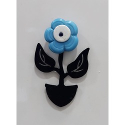 B9QW38S65 Magnet Metal Cam Çiçek Siyah 7x5cm Dekoratif Mavi Sanat Dekor 1 Adet