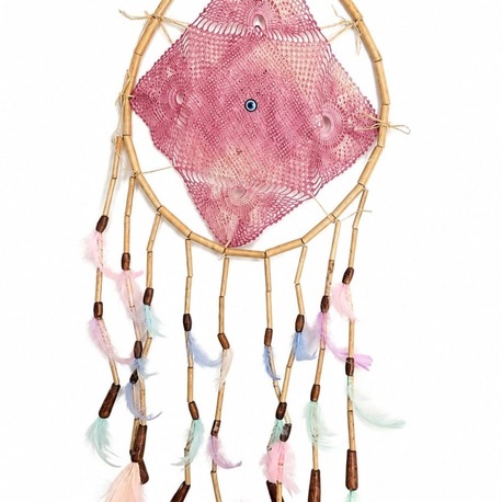 DREAMKAREPEM ÇAP 25 CM dream catcher kare pembe 1 adet