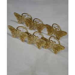 ALTRENKPECETEKEL 6.5x4.5x5cm Metal Kelebek Halka Peçetelik 6'lı Altın Renk