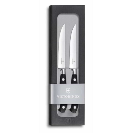 VT 7.7242.2W Victorinox 7.7242.2W 12cm Siyah 2li Dövme Çelik Biftek Bıçağı, Hediye Kutulu