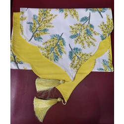 A86093878 Runner Sarı Mimoza Desen 140x45cm Ev Dekorasyon 1 Adet
