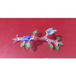 D593839 Cam Dalda Çift Kuş Biblo El Yapım 12x4cm Mutluluk Gülümsetir Kaliteli 1 Adet