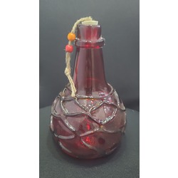 B8J95R Home Desenli Üfleme Cam Şişe 19x15cm Servis Sunum Vazo Mutfak İran Kırmızı 1 Adet