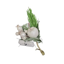 48-0033 Yılbaşı Yapay Çiçek Beyaz Bitkili Yapraklı boy 17cm , en 10cm 