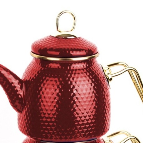 1526A55CYD014422 Red Dot Emaye Demlik Kırmızı oturma kısmı 10cm, komple taban 13cm