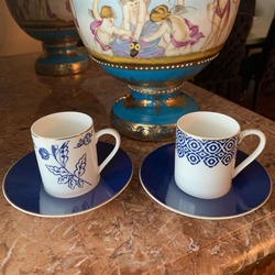 AP038.886761blue Blue 2'li Kahve Fincanı 90 ml 2 Kişilik Set Sofra Ürünü Mavi 
