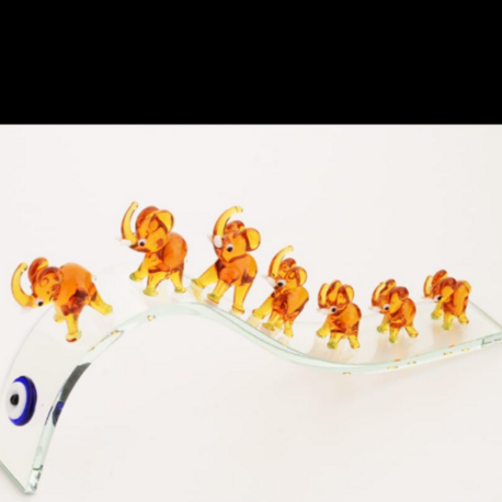 ZO-167-AMB 26X4X10CM BÜYÜK KRİSTAL YEDİLİ FİL AMBER