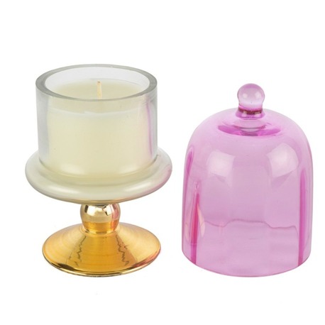 P228.101876 Gold Pembe Kapaklı Cam Mum Pink Champagne 8x16cm Dekorasyon